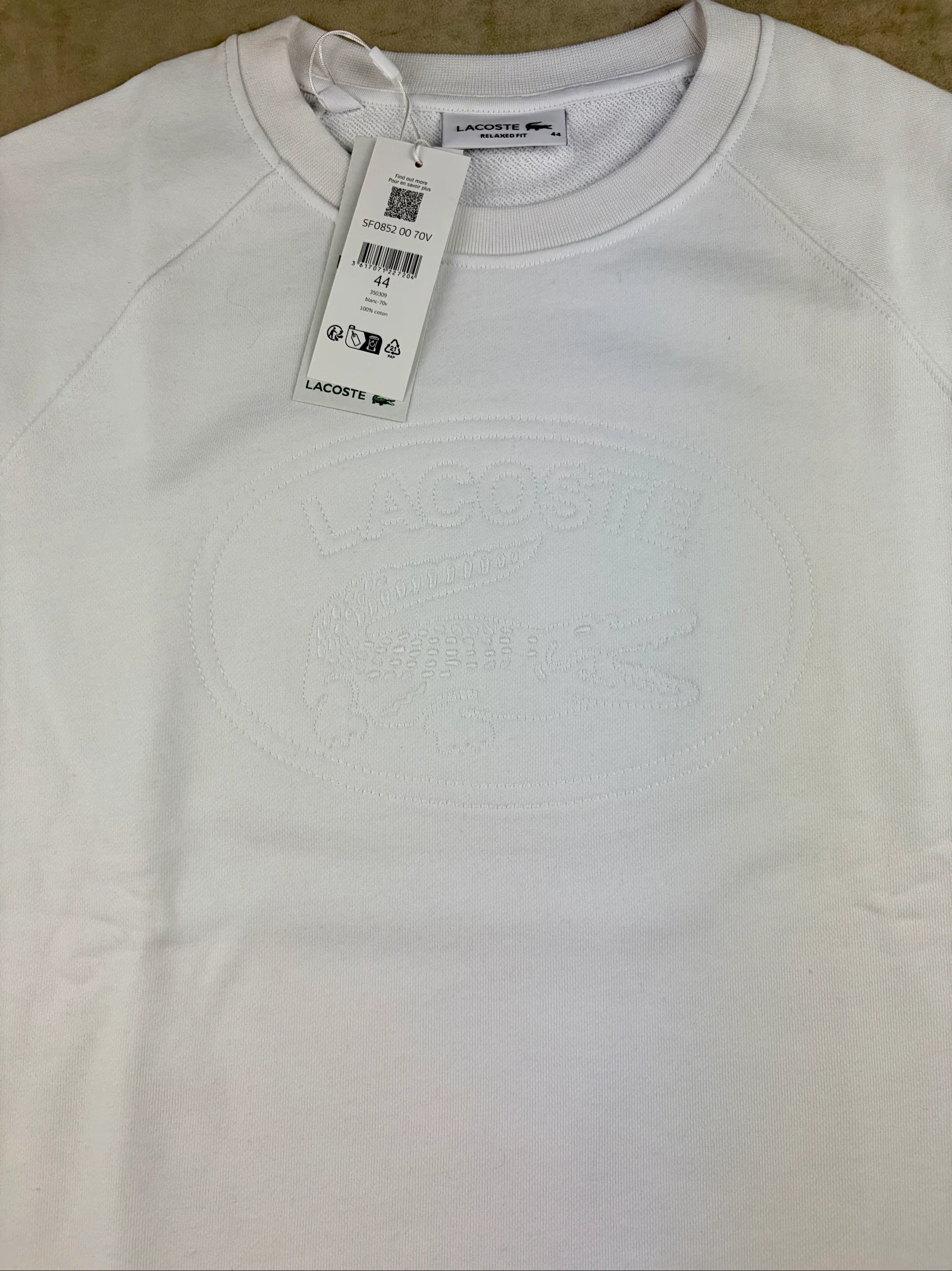 Suéter Lacoste branco 100% Algodão – Tamanho 44 – photo 6